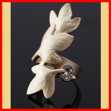 Gold Crystal Rhinestone Leaf Knuckle Adjustable Fashion Ring