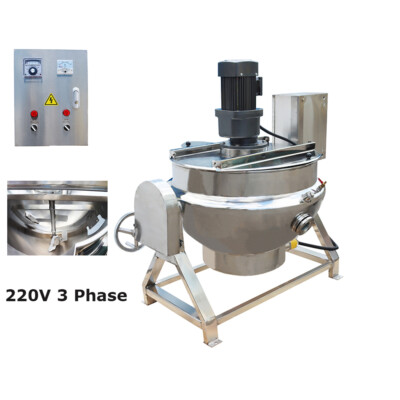 TECHTONGDA Commercial Cooking Jacketed Kettle w/Scraper 26.5Gal/100L 220V 3Phase