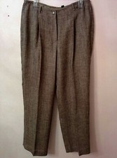 KASPER Petite Beige/Brown Checks Pleated Front Dress Pants Size 6P