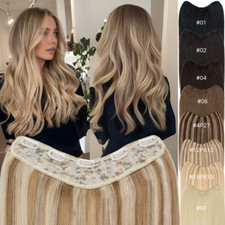 U-Part Thick 100 Real Remy Human Hair Extensions One Piece Clip In Full Head US