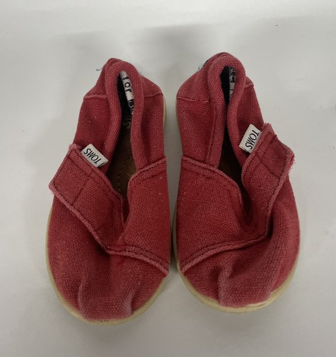 Toms Toddler baby size T5 red canvas Slip On shoes - Picture 2 of 6