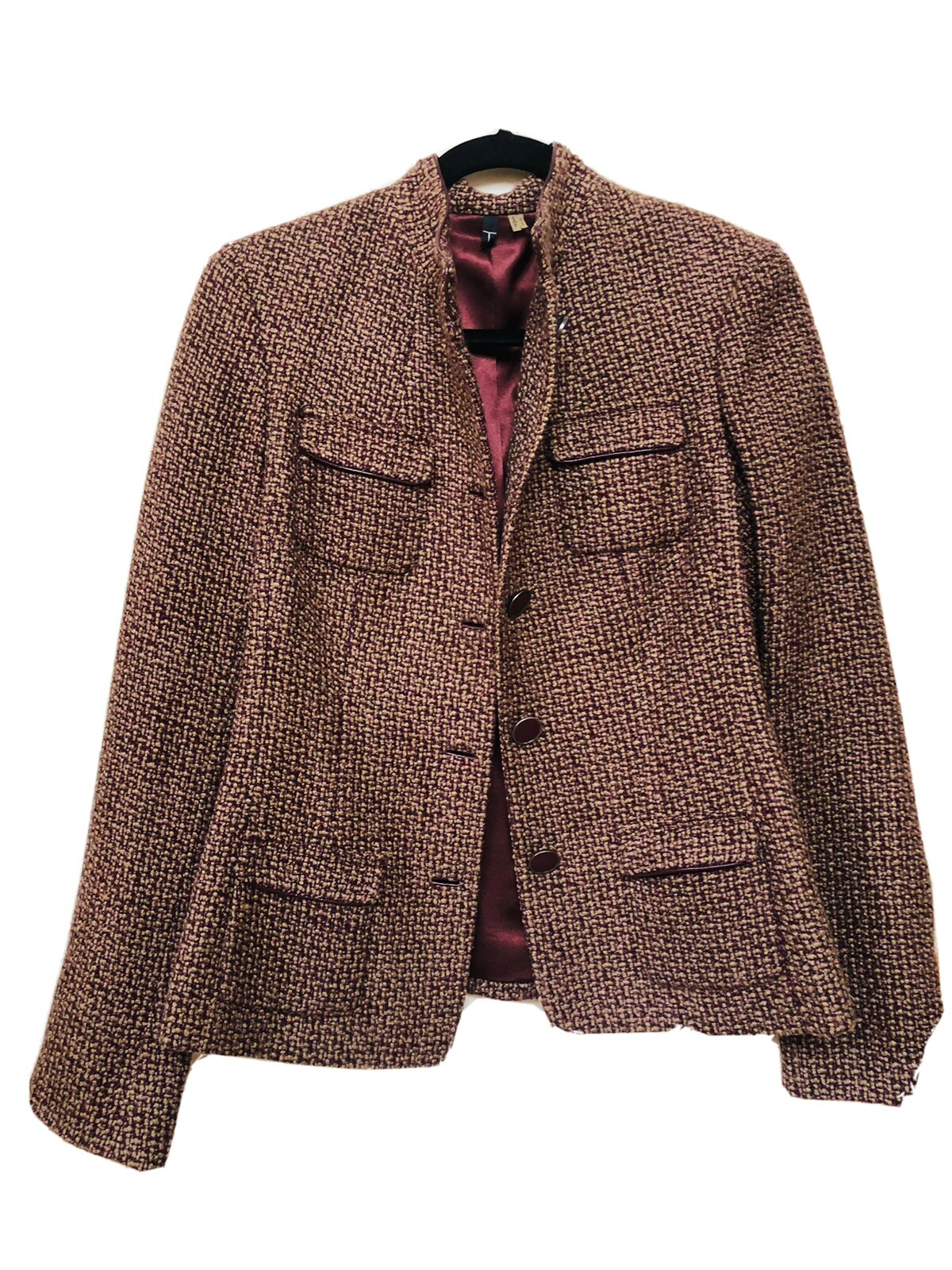 T Tahari Sz S Boucle Tweed Jacket 