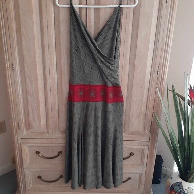 BCBGMAXAZRIA Cross Front Midi Dress Green Womens Small Nice!
