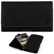 Alcatel OneTouch Idol 3 5.5 Horizontal Leather Pouch Case Holster - Matte Black