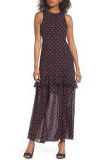 Women's Nsr Dot Ruffle Maxi Dress, Size Medium