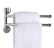 Portasciugamani bagno da parete Silver Doppia Asta Girevole 180 35Cm 01921