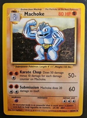 NM Near Mint Machoke 34/102 - Base Set Unlimited - WOTC - Pokémon Card - 1999