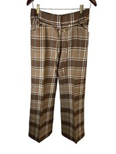 Patrizia Pepe Classic Plaid mid rise Brown 100 Wool Pants sz 40