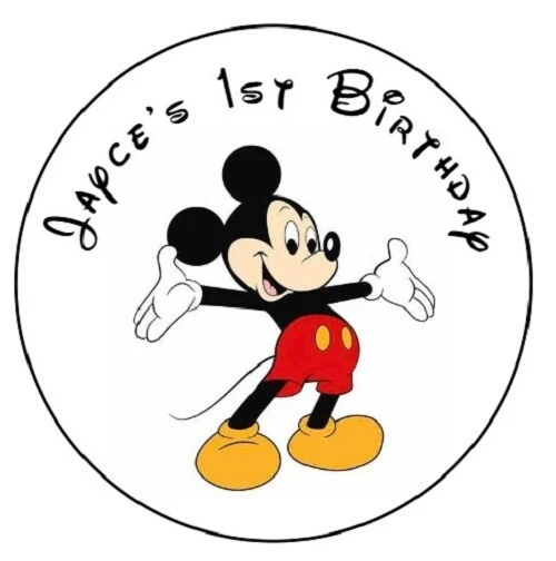 Printable Mickey Mouse Birthday Cake Topper. Custom Name & Age