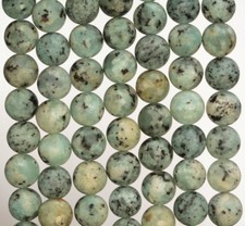 8MM MATTE GREEN JADE GEMSTONE ROUND LOOSE BEADS 15"