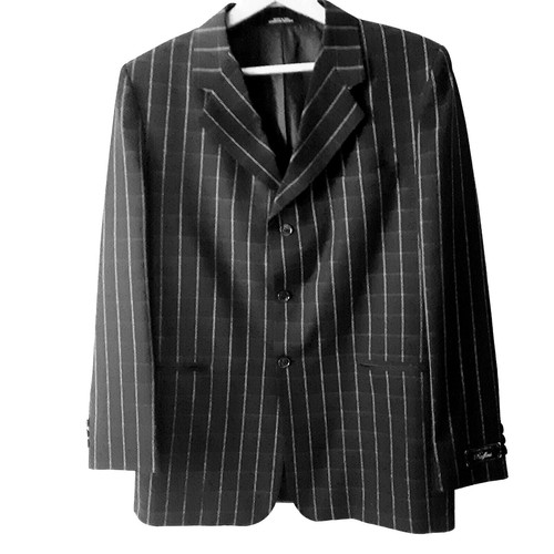 Gianfranco Ruffini Blazer Sport Coat Youth Size 20 Black Windowpane Poly Prep - Picture 4 of 11