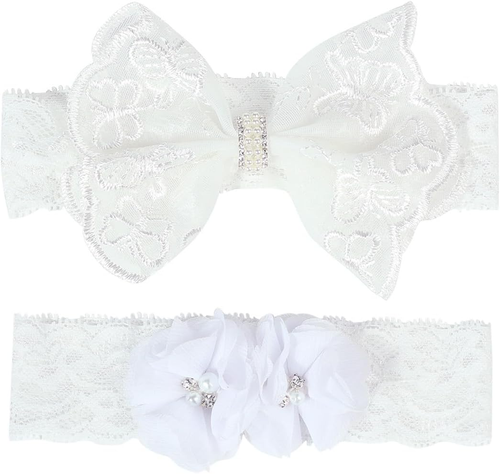 2 Pcs Diademas Para Bebé – Diademas Para Niñas, Diademas De Encaje Blancas