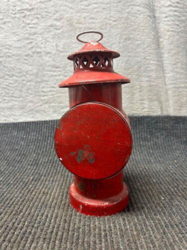 Antigua linterna colgante roja de ferrocarril de tráfico - Imagen 3 de 8