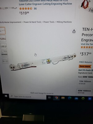 Ten-High 60W CO2 Laser Tube 1000mm D50mm Wires Pre for  Laser Cutting Machine 