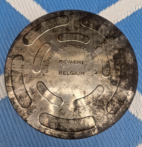 Vintage 'Gevaert Belgium Film Canister 11"' cinematografico europeo non esposto - Foto 11 di 12