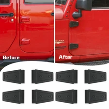 8x Exterior Black Door Hood Hinge Cover Trim Set for Jeep Wrangler JK 2007-2017 