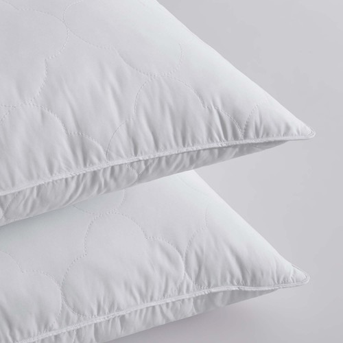 Set of 2 Soft to Medium Support Quilted Bed Pillows, 100% Feather Fill Pillows - Picture 3 of 10