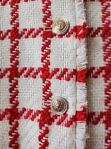 Ann Taylor Plaid Fringe Tweed Jacket White & Red Size 2 NEW with Tags Orig $179 - 第 3/5 張圖片