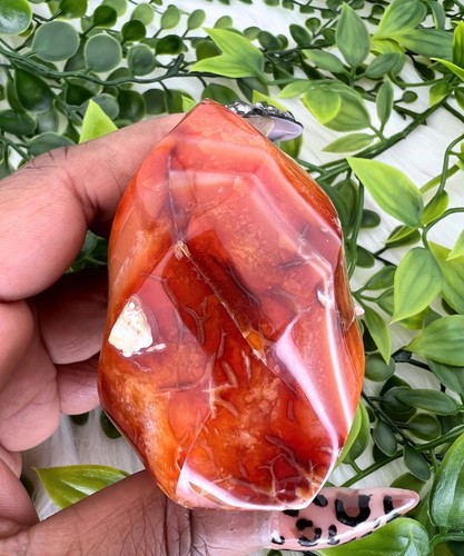 Carnelian Flame - Red Carnelian Crystal Flame Carving - 202g Banded Carnelian - Picture 2 of 10