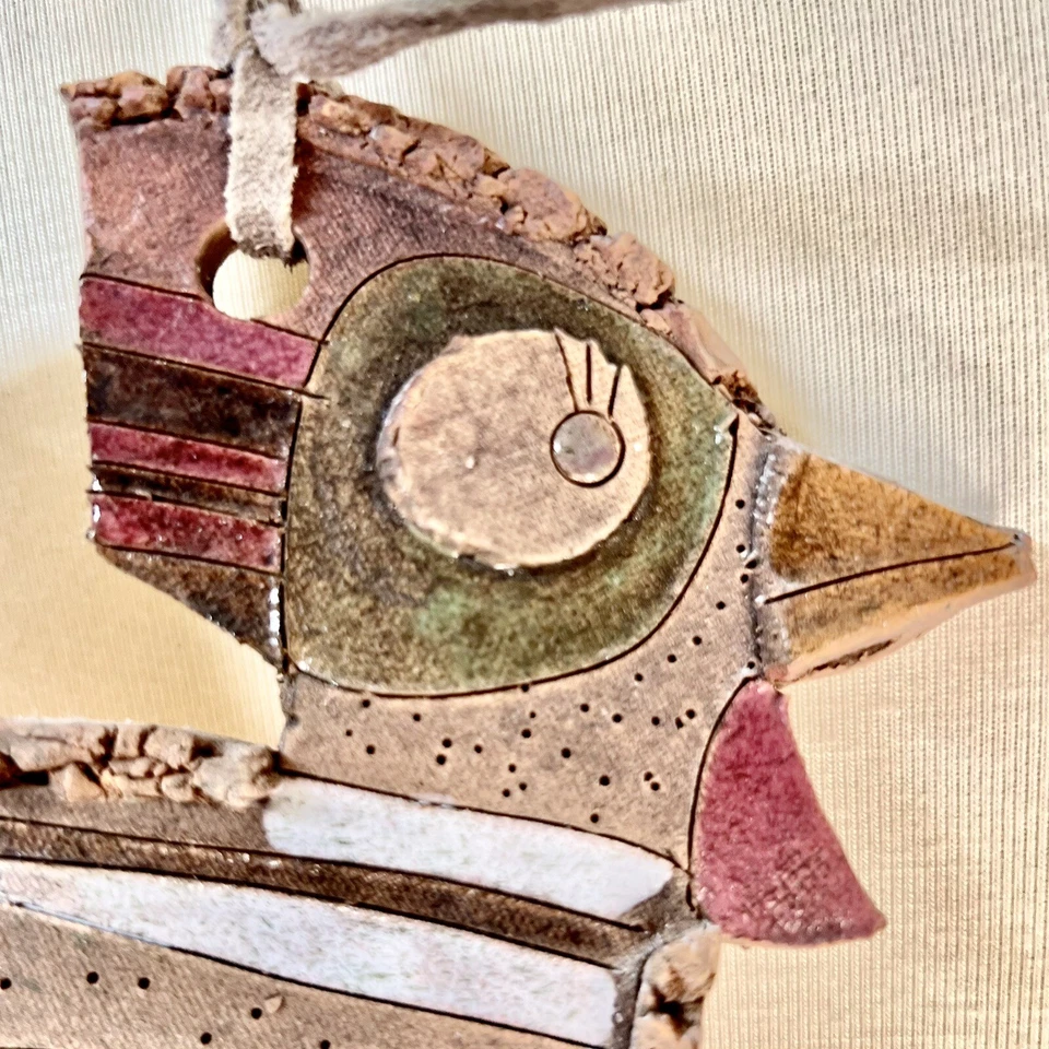 Vintage Rustic Folk Art Pottery Chicken Wall Hanging Clay Handmade Lithuanian - Image 3 of 4