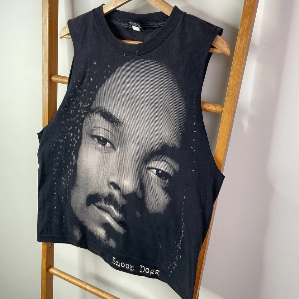 Camisa De Colección Snoop Perro Retrato Para Hombres Mediana Negra Gráfica Sin Mangas Ropa de Calle Foto 4 de 4