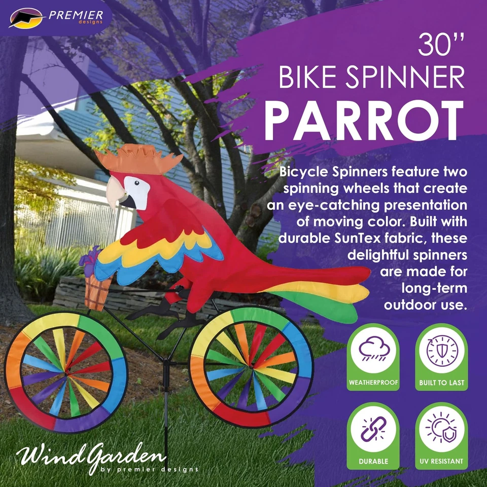 Bicicleta Spinner Parrot 30" - Diseño de Pájaro Tropical, Resistente a la Intemperie Exterior Dec... Foto 2 de 4