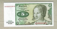 GERMANY-FEDERAL REPUBLIC: 5 Deutsche Mark Banknote,(UNC),P-30b,02.01.1980,No Res