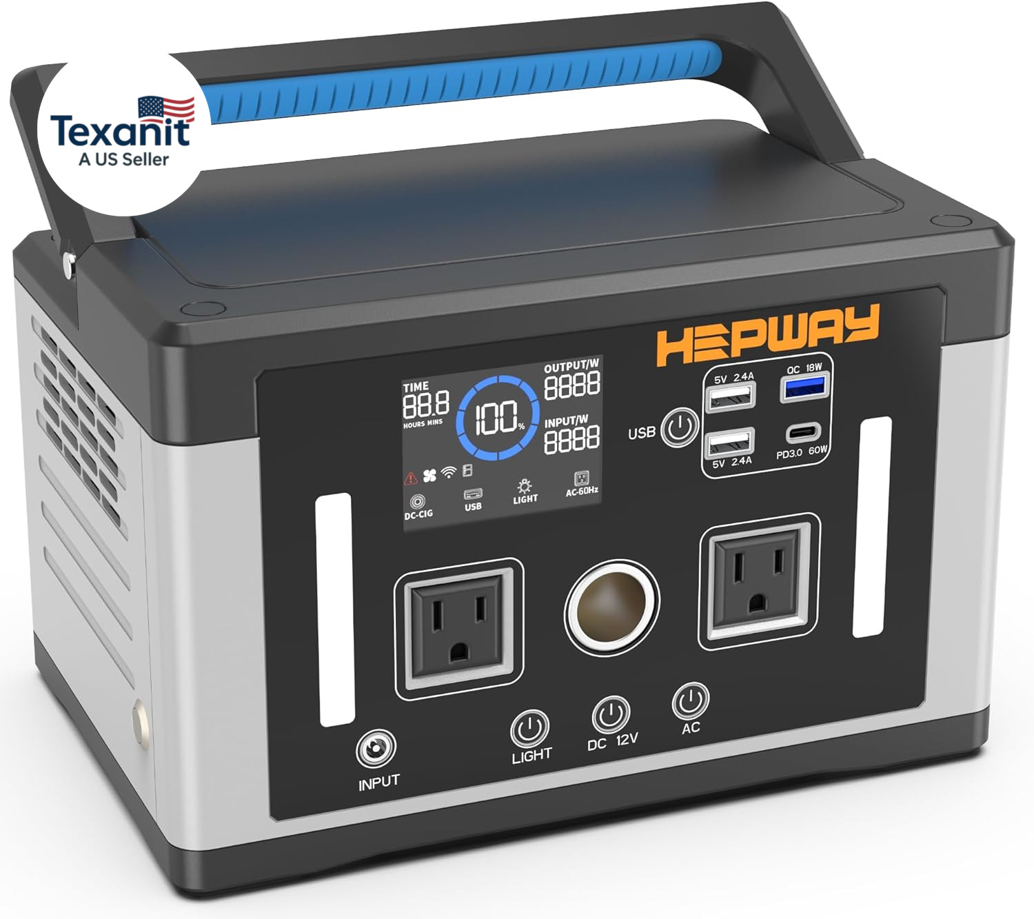 Portable Power Station 700W,577Wh Solar Generator Surge 1000W Pure Sine Wave 120