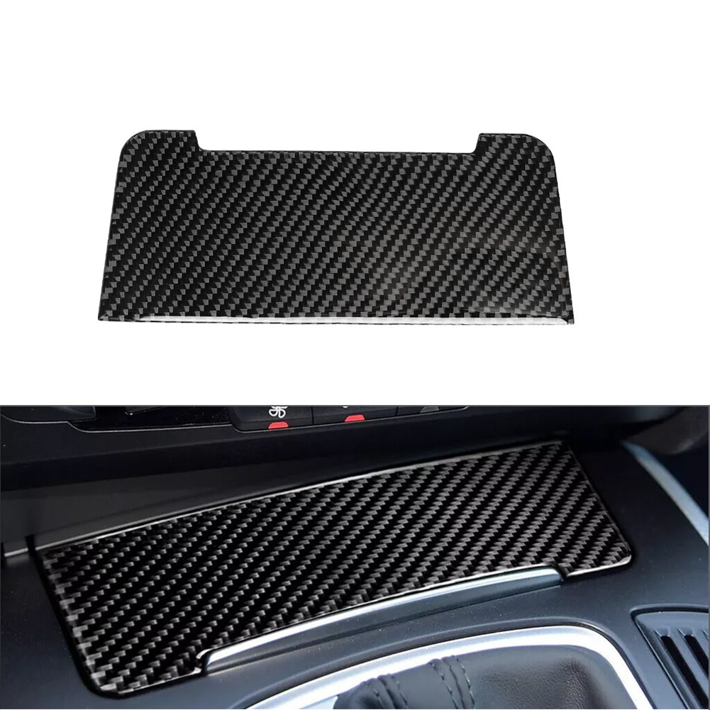 Carbon Fiber Black Inner Cigarette Lighter Panel Cover Fit For Audi A4 B8 A5 Q5