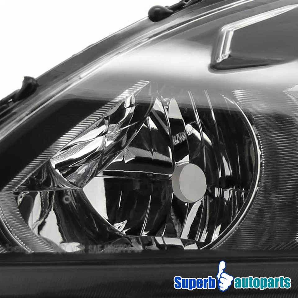Fit 2003-2007 Honda Accord 2 4 Door LX EX Headlights Head Lamps Black 03-07 Pair Foto 4 de 4