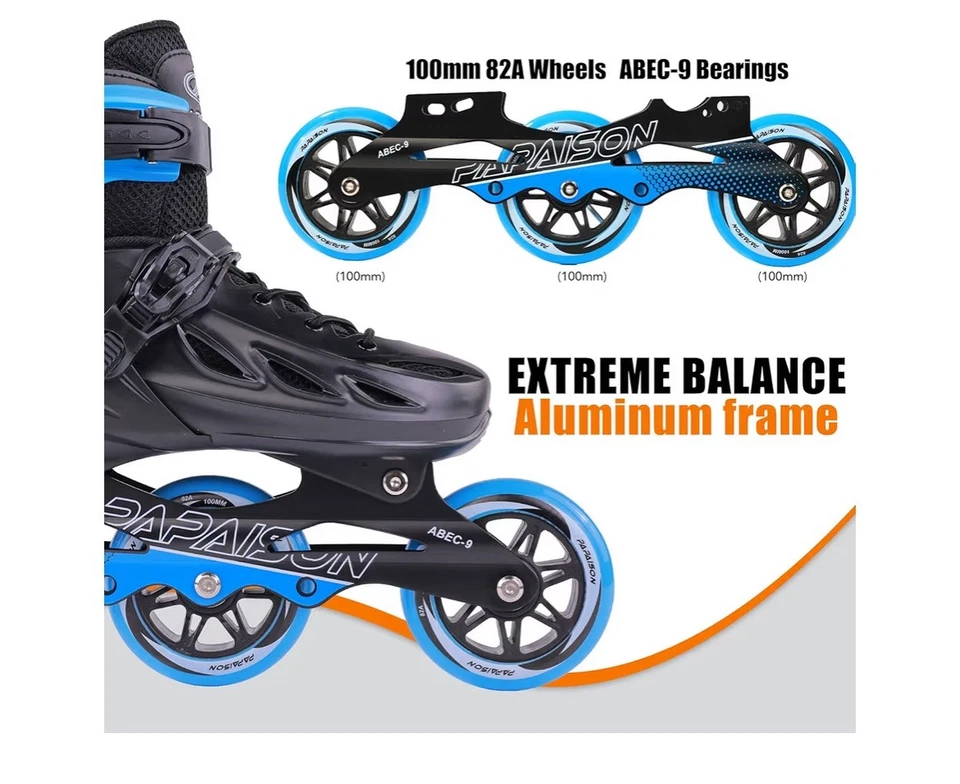  🛼 Patins em linha ajustáveis adultos PAPAISON para homens mulheres com 3 rodas de 100 mm - Imagem 3 de 4