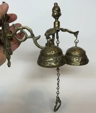 VTG Solid Brass Triple Door Chimes Entryway Country Store Jingle Door Bells 6"