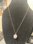 Vintage Necklace SIGNED FOSSIL Crystal Pendant Silver tone ball chain Y2K retro — photo 3
