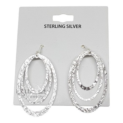 Ohrringe Diamantschliff dreifach ovale Creolen Ohrhänger 925 Sterling Silber