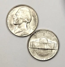 1945 D UNCIRCULATED JEFFERSON NICKEL CHOICE TO GEM BU  40% SILVER