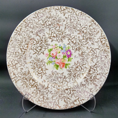 Vintage 22K Gold Floral Saucers Set of 2 Warranted Royal China USA 7" - Picture 6 of 8