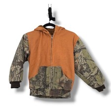 Outdoor Habitat Hooded Jacket Canvas Camo Hunting Outdoors Full Zip Warm Kids