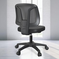 Armless Office Desk Chair No Arms with Back Support Rolling Wheels for Home S...
