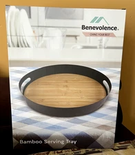 Oval Bamboo Serving Tray 15.8" X 12" X 3" Bamboo & Iron  by Benevolence Handles