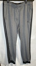 Adidas Mens Essentials Gray/Black Side 3 Stripe Logo Sweatpants Joggers - XL