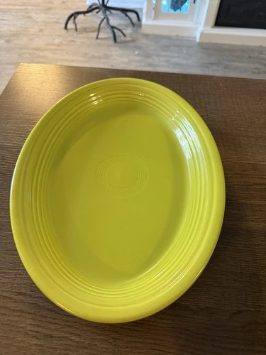 Fiestaware Oval Serving Platter In Lemongrass 13.5 Inches Very Nice