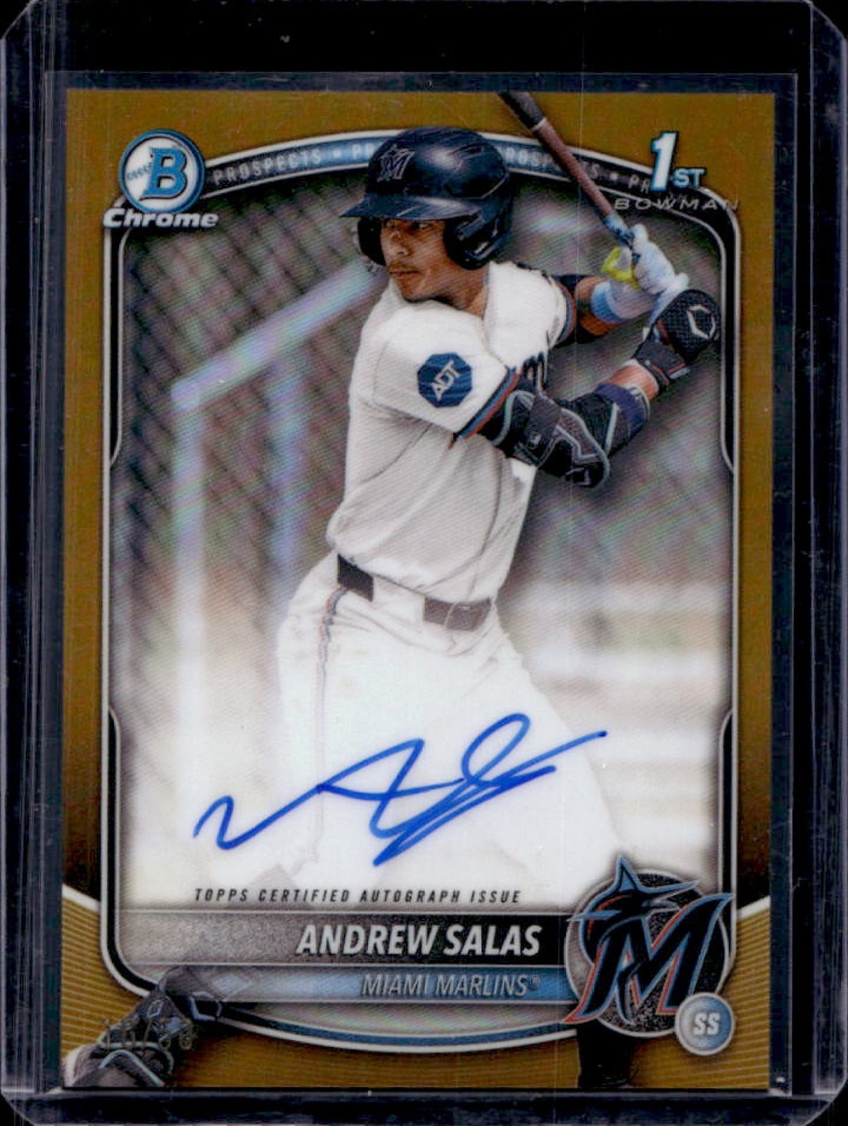 2025 Bowman Chrome Andrew Salas Auto Gold Refractor 1st #/50 Marlins