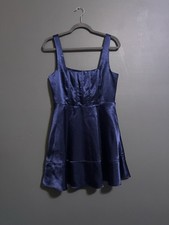 Windsor Navy Blue Satin Corset Preppy Dress With Pockets Size Large