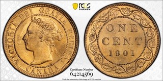 1901 Canada 1c PCGS MS64 RB