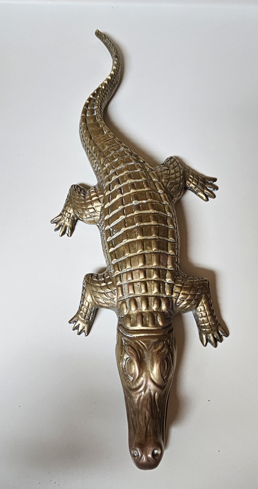 Vtg Solid Brass Alligator Crocodile Sculpture Figurine Mid Century Modern RARE
