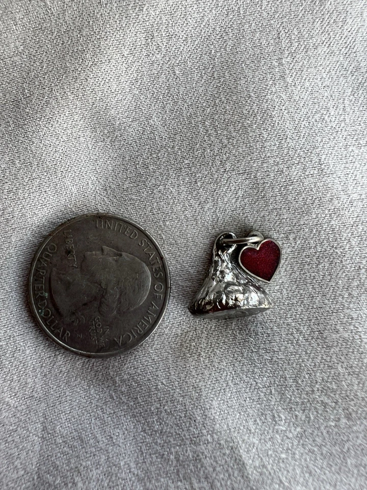 Hershey’s Kiss Charm Silver Tone Red Heart Pendant Valentine Candy Jewelry Gift - Image 3 of 4