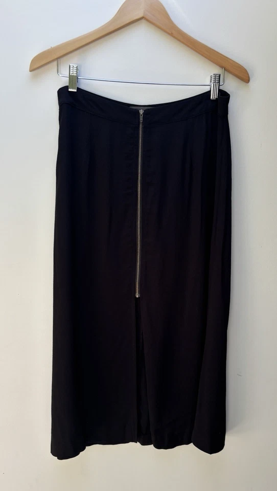 Falda para mujer MICHAEL STARS cremallera frontal midi línea A cremallera - talla L negra crepé Foto 2 de 4