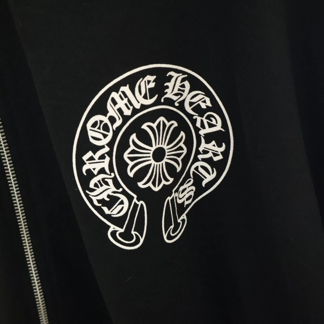 Felpa con cappuccio Chrome Hearts SWTSHRT HD zip Osaka posteriore ferro di cavallo pugnale nera usata 61cfa