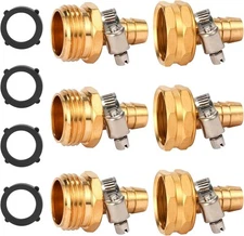 Brass Garden Hose Connector 3-Set, Fit for 1/2" hose(Female & Male) 