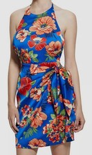 GUESS Women's Blue Harper Printed Halter Dress Size L